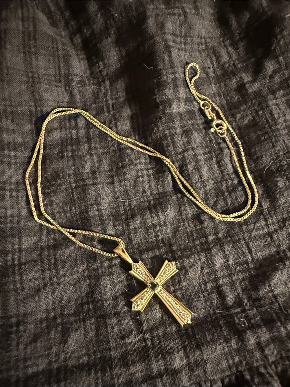 Gold Plated Sterling Sapphire Cross Two-tone Necklace